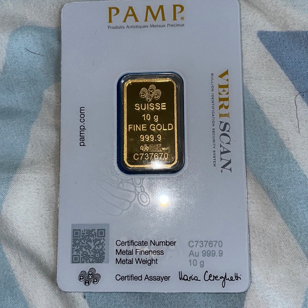 10 Gram Certified Gold bar pamp brand